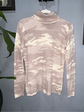 Charter Club  Womens Neutral Camo Turtleneck Sweater Cashmere sz Small